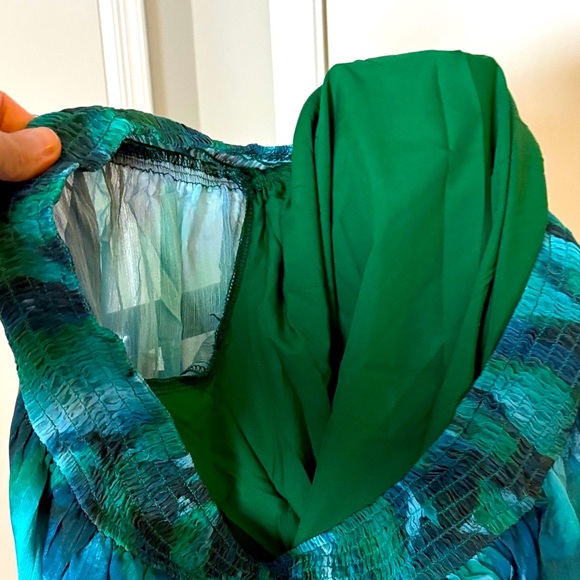 ZESICA Elegant Green and Teal Women's Blouse - Picture 12 of 12